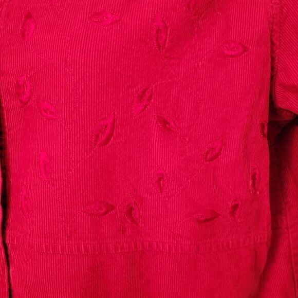 #169 Basic Editions- Red Corduroy button-up top. sze. L - Picture 3 of 8